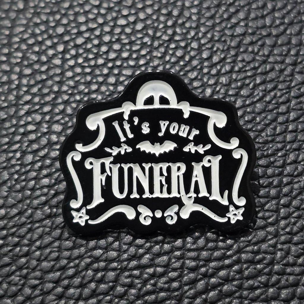 Killstar Funeral Enamel Pin Gothic Occult Dark Humor Bat Plaque Graphic Os